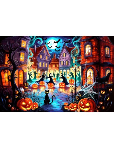 Toile de Fond Esprits et Citrouilles en Ville d'Halloween BRP8-181 Jusqu'à 80% De Réduction