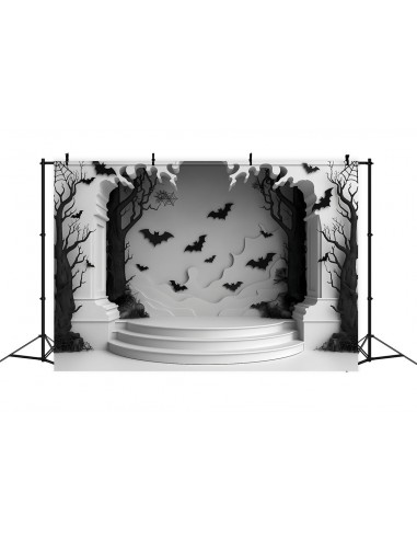 Toile de Fond Forêt Hantée avec Chauves-Souris pour Scène d'Halloween BRP8-187 Fin de série