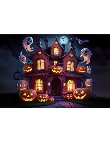 Toile de Fond Manoir Hanté avec Fantômes Flottants d'Halloween BRP8-192 outlet