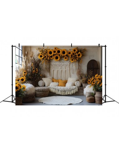 Toile de Fond Décor Bohème Chic avec Tournesols RR8-413 À commander