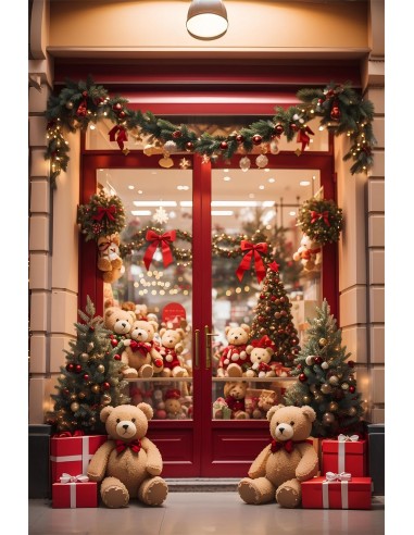 Toile de Fond Vitrine du Magasin d'Ours en Peluche de Noël BRP8-81 sur le site 