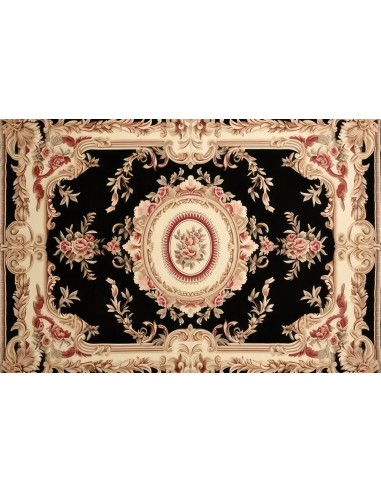 Toile de Fond Sol avec Tapis Noir et Rose au Motif de Roses RR8-301 d'Europe débarque