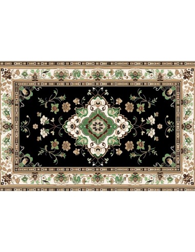 Toile de Fond Sol avec Tapis Noir et Vert au Motif Floral RR8-303 livraison gratuite