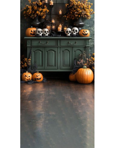 Toile de Fond Citrouille et Squelette Horrible d'Halloween RR8-399 de France